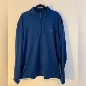 Callaway Mens Size XXL Blue Golf Quarter-Zip Long Sleeve Shirt Dri-Fit Casual